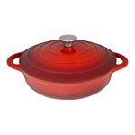 Blackmoor 67619 28cm Cast Iron Shallow Casserole Dish With Lid / 2.5L Capacity/Oven Proof Up To 260°C/Non-Stick Enamel Coating/Easy Grip Handles/Works On All Hob Types/Stylish Red Colour