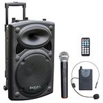 PORT12VHF-BT - IBIZA - 12"/700W MAX portable speaker with 2 microphones (VHF), remote control and protective cover - Bluetooth, USB, SD - 3 to 5h autonomy