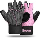 Breathable Weight Lifting Gloves Pink for Men & Women Fingerless Workout Gym Gloves with Wrist Support | Enhance Palm Protection and Extra Grip for Crossfit | Lifting | Training | Rowing | Pull ups