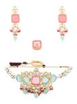 ZAVERI PEARLS Multicolor Stones & Beads Multistrand Beaded Kundan Choker Necklace Earring & Ring Set For Women-ZPFK15092