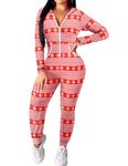Ekouaer Christmas Onesies Thermal Underwears One Piece Jumpsuit Pajamas Union （Christmas, Small
