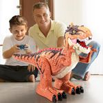 TEMI Remote Control Dinosaur Toy with Water Mist Spray for Kids, Electric Realistic RC T-rex with Light Sounds, Stunt Tyrannosaurus Gift for Boys and Girls 3 4 5 6 7 Years