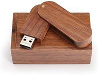 Novelty Wooden USB 2.0 Flash Drive Data Storage Memory Stick USB Stick Pendrive with Wooden Box (16GB, Rotate Brown)