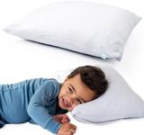 DREAMLAND BABY Toddler Pillow (1-Pack): Includes 100% Cotton Pillow + White Bamboo Viscose Pillowcase (97% Viscose, 3% Spandex) - Small Pillow, Travel Pillows for Sleeping