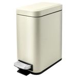 Mini Slim Bathroom Trash Can, 1.3 Gallon Stainless Steel Step Garbage Container Bin with Soft Close Lid, Small Foot Pedal Garbage Can for Bathroom Kitchen Powder Room Office (Beige)