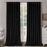 BGment Halloween Black Velvet Curtains 96 Inches for Living Room, Blackout Thermal Insulated Curtains Window Treatments with Back Tab and Rod Pocket for French Door, Set of 2 Panels, 52 x 96 Inch