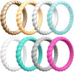 ThunderFit Womens Thin Swivel Silicone Wedding Bands, Stackable Rubber Engagement Rings 2.5mm Wide 2mm Thick - 1/4/8/10 Variety Multipack