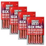 Hot Smoked Sausage Sticks - 4 Pack 4 x 150g Six Pac by Great Canadian Meat, Meat Snacks, Bulk Sausage Sticks Box For Carnivores. Perfect For Snacking, Paleo Friendly, Gluten Free, High In Protein