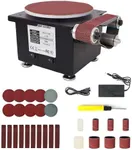 2-in-1 Mini Belt and Disc Sander, Bench Grinder Machine, 12-24V Electric Sander with Accessories for Wood Metal Stone, Black