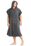 CityComfort Beach Towel for Adults Robes Women Men Cotton Towelling Poncho Changing Robe Wearable Towel Adult (S-M, Charcoal)