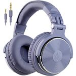 OneOdio Over Ear Headphone Studio Wired Bass Headsets with 50mm Driver, Foldable Lightweight Headphones with Shareport and Mic for DJ Recording Monitoring Mixing Podcast Guitar PC TV (Blue Fog)