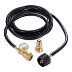 12 Feet Propane Extension Hose with Gauge, Tank Adapter Converts POL LP Tank to Male QCC1 / Type1 Fittings for RV, Stove, Gas Grill, Heater, Fire Pit, More Propane Appliances