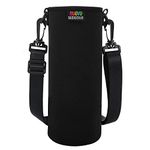 Nuovoware Water Bottle Carrier Bag, Premium Neoprene Portable Insulated Water Bottle Sling Holder Bag 750ML with Adjustable Shoulder Strap for Men Women Kids Hiking, Sling Bottle Bag Case, Black