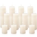 12 Pieces Ivory Pillar Candles, Pillar Candles Decorative, Assorted Sizes 3'', 6'', 8'' High Dripless Unscented Candles for Relaxation Wedding Spa Birthday Party Restaurant Home Decor