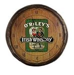 THOUSAND OAKS BARREL Co. Personalized Large Decorative Wall Clock Irish Whiskey Barrel End (21 inch) with High Torque Motor - Vintage Wine Bar Decor for Kitchen, Office, Home Bar, Pub (QB_B808)