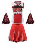 Women's High School Musical Cheerio Classic Cheerleader Athletic Sport Uniform Fancy Dress (Red, US 6-8)