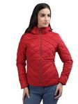 LURE URBAN Women Winter Wear Zipper Hooded Puffer Jacket Red 4XL