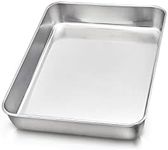 E-far Toaster Oven Baking Pan, 9.4” x 7” x 2” Stainless Steel Small Rectangular Cake Pan, Deep Oblong Baking Sheet Pans for Brownies, Lasagna and Casseroles, Non-toxic & Healthy, Dishwasher Safe