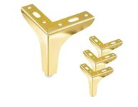 Krishna Sales Agency 4PC Metal T Shaped Furniture Legs, Latest Style Coffee Table Sofa Feet Kitchen Table Legs Bathroom Cabinet Cupboard Feet, DIY Furniture Hardware (4 inches, Gold)