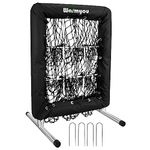 Baseball Pitching Net with 9 Strike Zone, PRO Pitching Training Equipment with 9 Picthing Target for Baseball & Softball Best Pitching Aid, Height Adjustable, Black