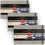 ARTEZA Watercolor Book, Pack of 3, 76 Pages Each, 5.1x8.3 Inch Watercolor Notebook, 110lb/230gsm Cold Pressed Water Pad
