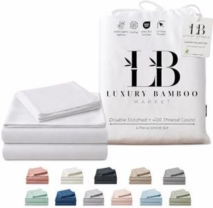 LB Luxury Bamboo Market Split King Size Sheet Set | 2 Fitted Sheets for Sleep Number & Adjustable Beds | Organically Grown | Ultra Soft & Cooling |100% Viscose | 17" Deep Pocket [Classic White]