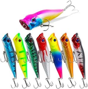 Popper Bait Topwater Fishing Bait, 8 Pieces Popper Fishing Lure Kit Crankbait Jerkbaits Hard Bait Bass Bait Pencil Artificial Bait Swimbait Set with Triple Hook for Pike Bass Trout Catfish Redfish