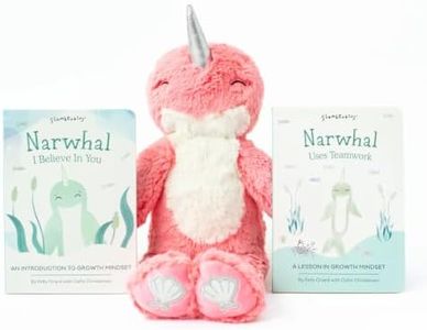 Slumberkins Coral Pink Narwhal Kin Plush & 2 Books for Growth Mindset
