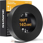 SUNVIE 100FT 14 Gauge Low Voltage Wire 14/2 Low Voltage Landscape Wire, 14 Gauge Stranded Copper Wire Direct Burial Lamp Wire 14 AWG 2 Conductor Electric Wire for Landscape Lighting, ETL Listed