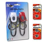 EPOSGEAR Silicone LED Front Rear Childrens Kids Bicycle Push Cycle Bike Lights Clip Set with Spare Set of Batteries