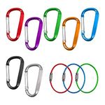 Locking Carabiner Set; 7 D-Type Aluminum Alloy Carabiner, 3 Colored Wire Ropes; For Camping, Hiking, Fishing, Travel, Family RV, Outdoor Accessories (7 Colors)