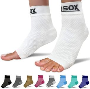 SB SOX Plantar Fasciitis Compression Socks - Plantar Fasciitis Relief for All Day Wear - Best Ankle Sleeve and Arch Support for Foot Pain and Comfort (Solid White, X-Large)