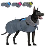 SlowTon Dog Winter Jacket for Large Dogs - Waterproof Warm Dog Coat Snowsuit with Thick Fleece & Turtleneck, Reflective Adjustable Dog Cold Weather Coats Raincoat for Medium Large Breed (Blue, L)