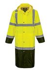 Portwest UH446 Hi-Vis Contrast Reflective Safety Raincoat 48" Yellow/Black, XX-Large