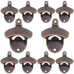 Luwanburg 10PCS Bottle Opener Wall Mounted Beer Cap Opener Bulk, Rustic Wall Beer Bottle Cap Opener for KTV Club (Antique Copper)