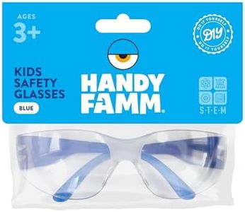 Handy Famm Kids' Blue Safety Glasses, Lightweight Scratch Resistant Protective Eyewear for Children at School, STEM, Outdoor Play, Workshops and in Chemistry Labs, Ballistic-Resistant Goggles for Kids