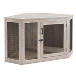 unipaws Furniture Style Corner Dog Crate 48 inch for Medium Large Dogs, Indoor Aesthetic Puppy Kennel TV Stand, Modern Decorative Wood Pet House Dog Cage, Pretty Cute End Side Table Nightstand