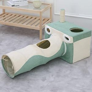 Furbulous Cat Tunnel Detachable with Hideaway Box and Scratching Post, Multi-Entry Condo House, Cat Tunnel Toy, Pet Crinkle Tunnel with Ball