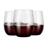 BEEPOP 12oz Vino Set of 12, Light-Weight, Unbreakable, Recyclable & Crystal Clear BPA-Free Plastic Stemless Wine Glasses