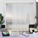 Graywind Customized Smart Vertical Blinds Complete Set, Light Filtering Electric Vertical Blinds Compatible with Alexa Google, Privacy Voice Control Motorized Vertical Blinds, Waffle White