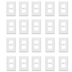 Amerisense Outlet Cover, Duplex Wall Plates, Electric Receptacle Cover, 1-Gang Standard Size 2.76" W x 4.5" H, Glossy White, 20 Pack