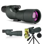 25-75X Spotting Scopes with Tripod, Zoom Waterproof BAK4 Prism Monocular Telescope for Bird Watching, Target Shooting, Wildlife, Hunting and Landscape, with Phone Adapter and Case