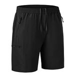 JHMORP Men's Outdoor Hiking Shorts Lightweight Quick Dry Fit Work Fishing Sports Athletic Shorts with Zippered Pockets (Black,CA L)