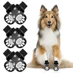 NeuWee Anti-Slip Dog Socks, 3 Pairs Pet Paw Protector with Adjustable Straps,Indoor Traction Control Wear on Floor Dog Grip Socks for Small Medium Large Dogs (L, Dark Gray)