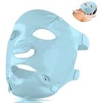 FOMI Hot Cold Clay Face Contoured Ice Mask Care | Flexible Cooling Full Facial Mask for Headache, Migraine, Sinus, Acne, Swollen Face, Stress, Dark Circles Relief | Fabric Backing (Blue)