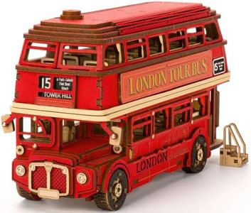 ROBOTIME 3D Puzzle London Tour Bus, Wooden Model Kits for Adults to Build, Wooden Puzzles Home Decor Gift for Adults and Kids