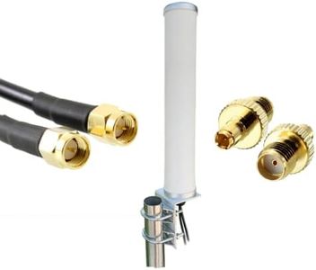 UniteCom High Performance 4G/5G MIMO Waterproof Outdoor Antenna High Gain Pole Mount LTE Heavy Duty Dual Input 5 Meter SMA Broadband Router Mobile Internet Diversity Aerial (5M Cables & TS9 Adapters)