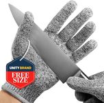 Unity Brand Safety Industrial Gloves Anti Cut Resistant Level 5 Protection With Elastic Hand Fitting Heavy Duty Working Gloves (Free Size, Grey, 1 Pair)