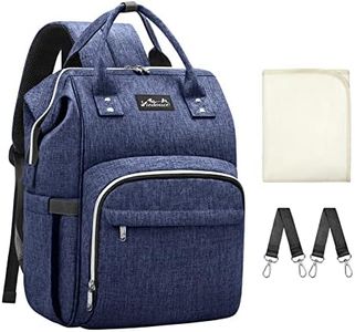 Viedouce Borsa per Pannolini Zaino Fasciatoio, Zaino Mamma,Impermeabile Resistente Ai Graffi Stoffa Oxford Grande Capacità Borsa, con Fasciatoio Portatile e 2 Ganci di Passeggino (Blu)