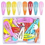 AvoDovA 50PCS Candy Color Hairpins, Snap Hair Clips Colorful Metal Barrettes, Metal Snap Hair Barrettes Lovely Drop Shape Hair Accessories for Toddlers Kids Girls Multicoloured